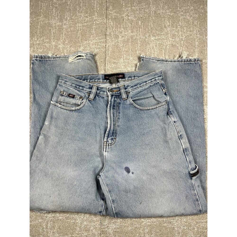 Vintage Y2K Raw Edge Baggy Straight Leg Jeans Mens Size 31x32